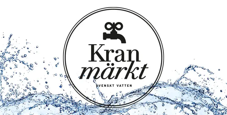 Logotype för Svenskt Vattens hållbarhetsmärkning Kranmärkt