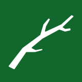 Ny symbol för ris och grenar som föreställer en trädgren på grön botten