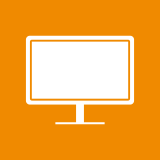 Ny symbol för TV och skärmar som föreställer en dataskärm på orange botten