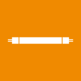 Ny symbol för lysrör som föreställer ett lysrör på orange botten